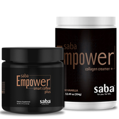 Saba Empower Smart Coffee PLUS (1-30-serving canister) & Collagen Creamer (1 30-serving Canister) Combo Kit